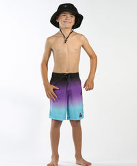 HELLO STRANGER PURPLE FADE LONG BOARD SHORTS