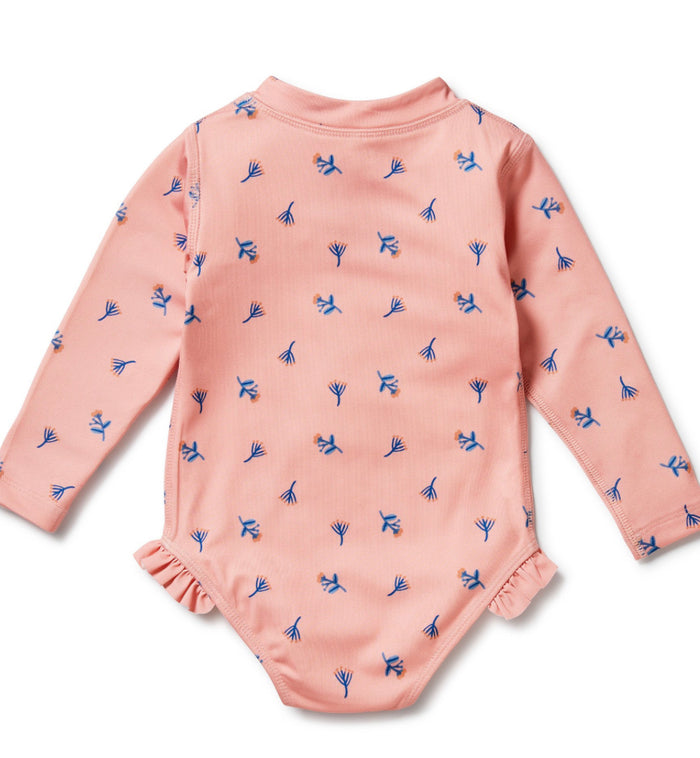 WILSON AND FRENCHY LONG SLEEVE SWIMSUIT- LITTLE FLOWER