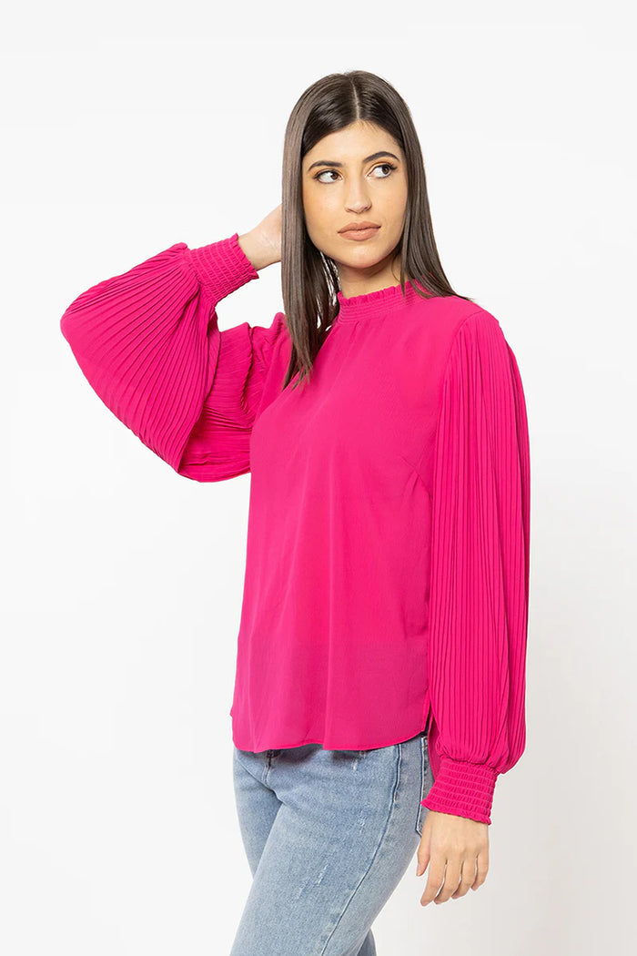 SEEKING LOLA WINSOME BLOUSE - HOT PINK