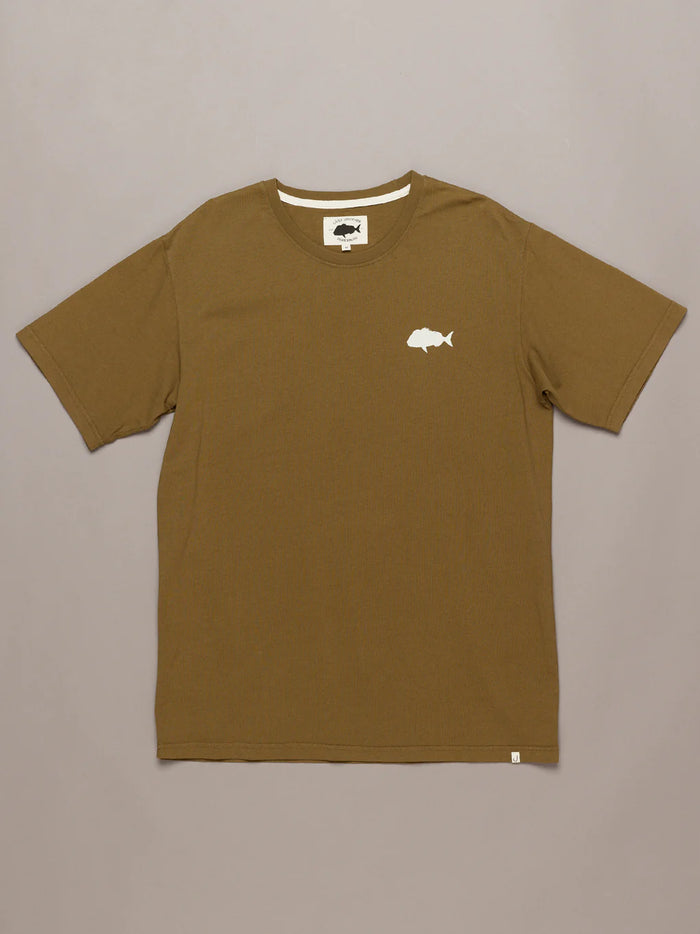 JUST ANOTHER FISHERMAN MINI SNAPPER STAMP TEE - MILITARY OLIVE