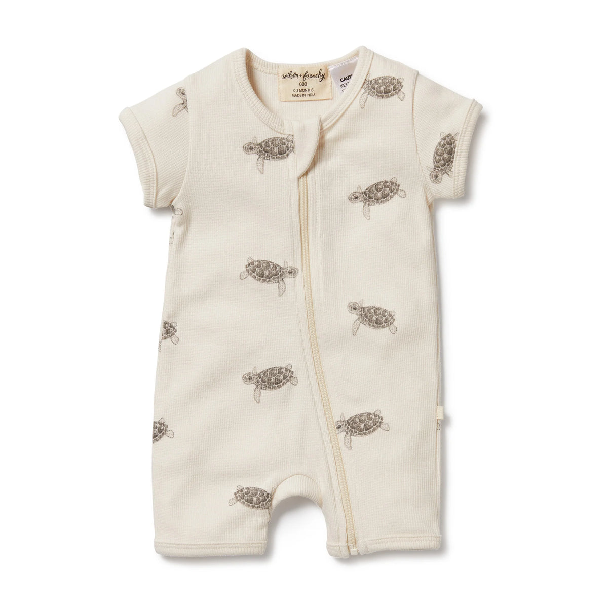 WILSON AND FRENCHY ORGANIC BOYLEG ZIPSUIT - TINY TURTLE