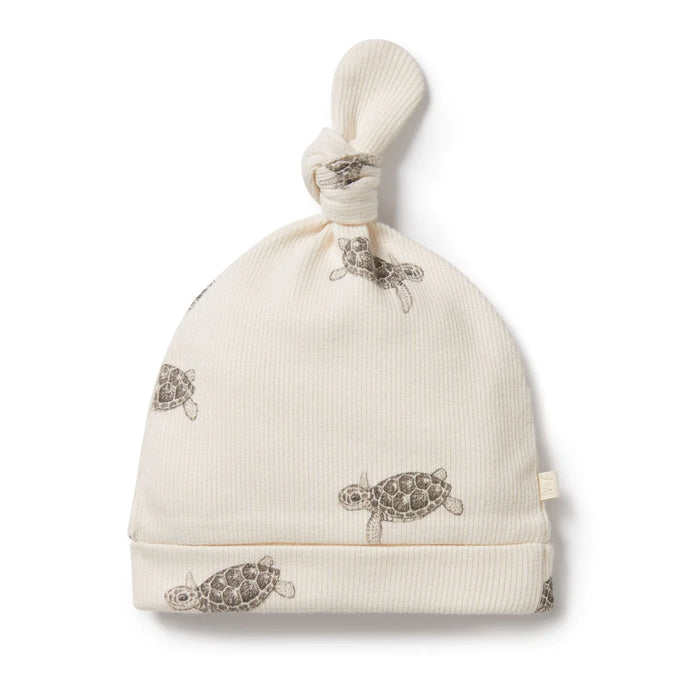 WILSON AND FRENCHY ORGANIC KNOT HAT - TINY TURTLE