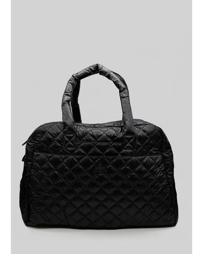 STELLA AND GEMMA QUILTED OVERNIGHT BAG - BLACK