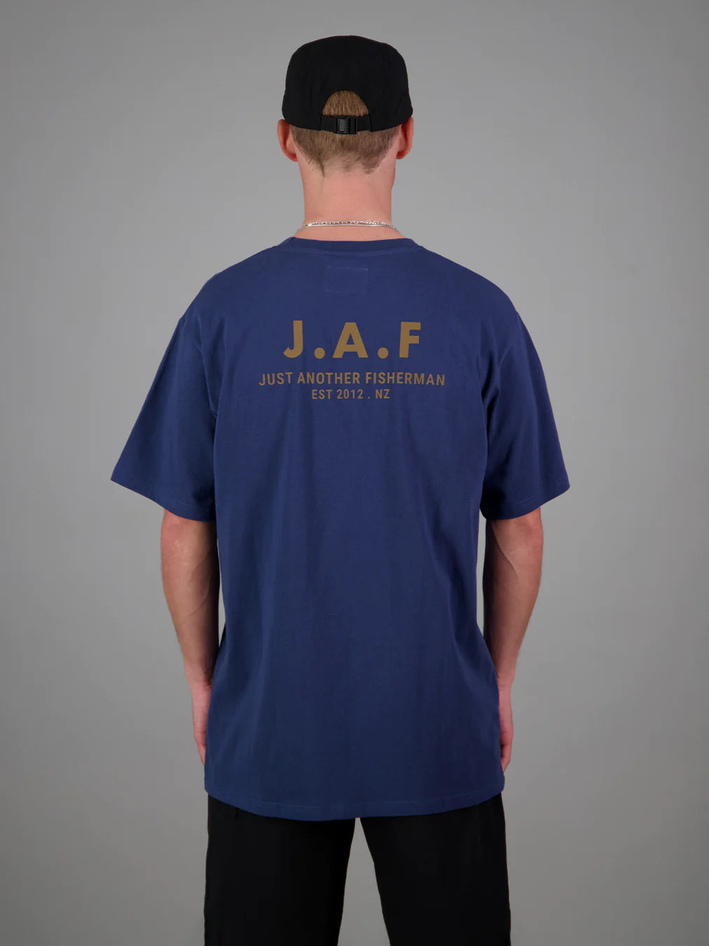 JUST ANOTHER FISHERMAN LOGO TEE - Dark Denim