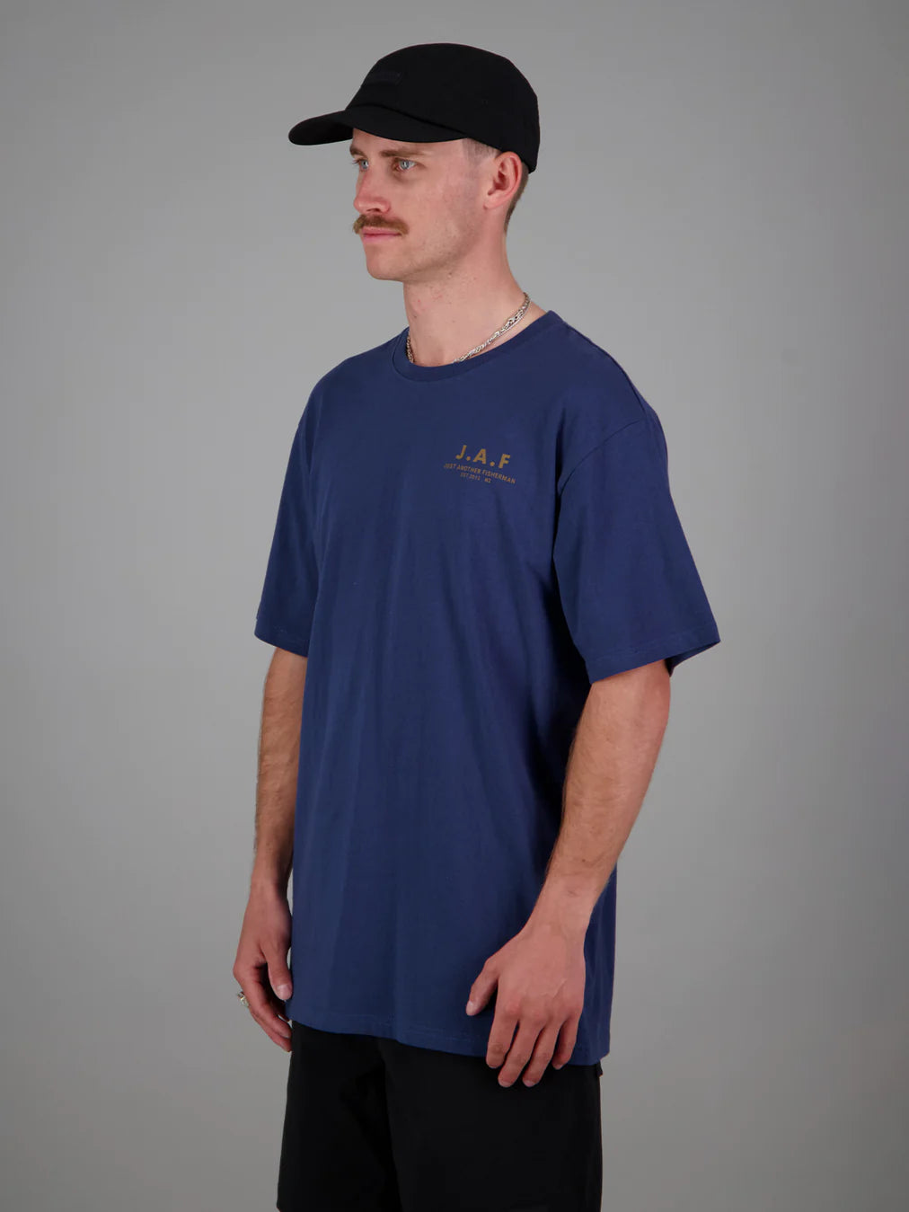 JUST ANOTHER FISHERMAN LOGO TEE - Dark Denim