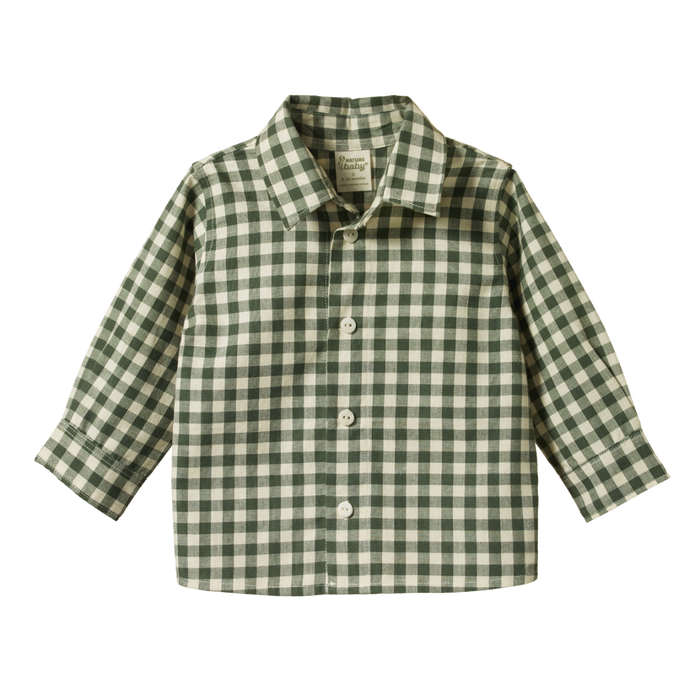NATURE BABY IRA BUTTON UP - THYME CHECK