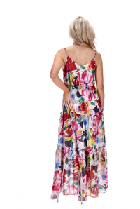AUGUSTINE MAE DRESS - ABSTRACT FLORAL MAXI DRESS