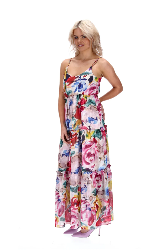 AUGUSTINE MAE DRESS - ABSTRACT FLORAL MAXI DRESS