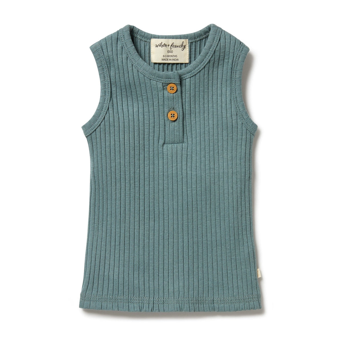 WILSON AND FRENCHY ORGANIC RIB SINGLET - PINE GREEN