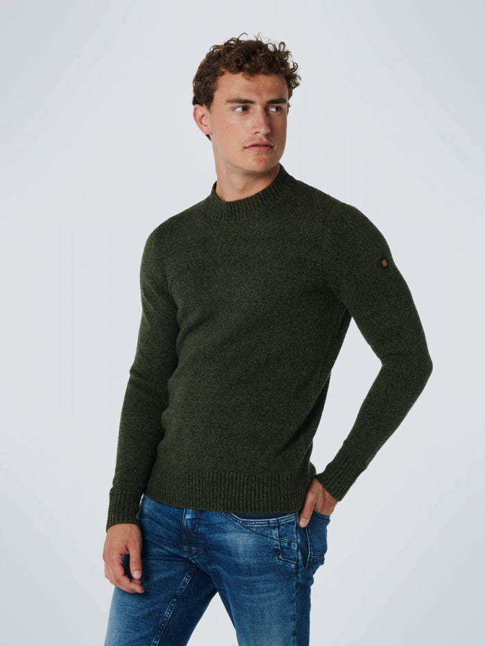NO EXCESS - PULLOVER CREWNECK 2 COLOUR RELIEF KNIT - SAGE GREEN