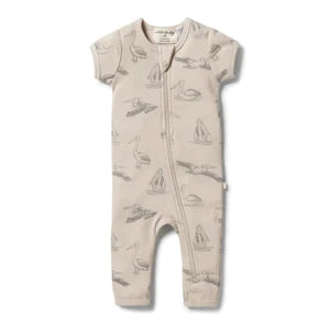 WILSON AND FRENCHY ORGANIC RIB ZIPSUIT - LITTLE PELICAN