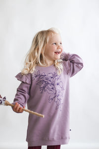 BURROW AND BE SWEATER DRESS - LILAC WINTER FLORAL