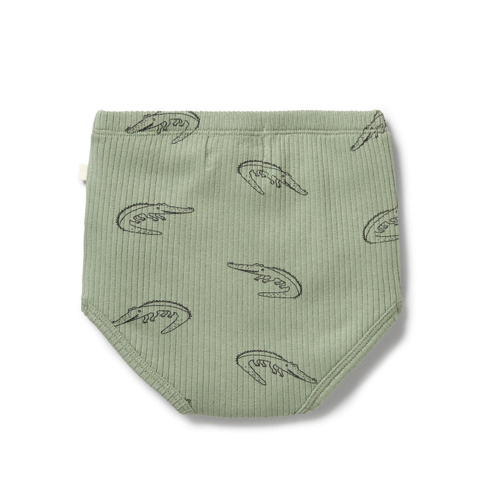 WILSON AND FRENCHY ORGANIC RIB NAPPY PANT - LITTLE CROC