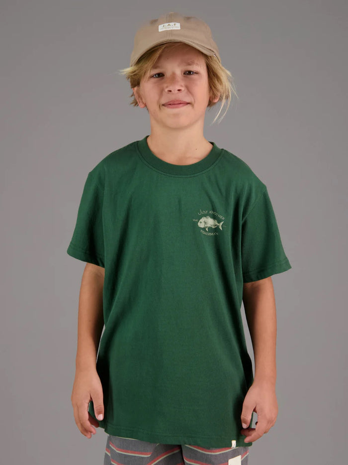 JUST ANOTHER FISHERMAN MINI SNAPPER LOGO TEE - PINE