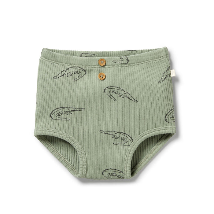 WILSON AND FRENCHY ORGANIC RIB NAPPY PANT - LITTLE CROC