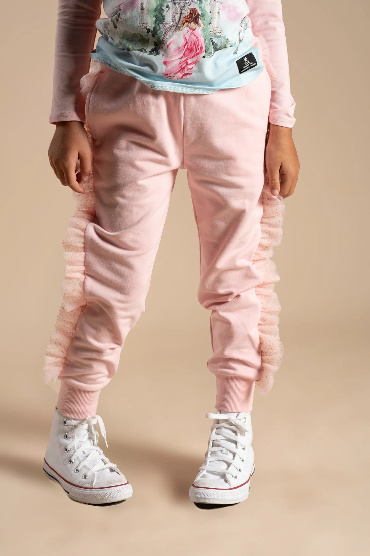 ROCK YOUR BABY GLITTER RUFFLES TRACK PANTS - PINK